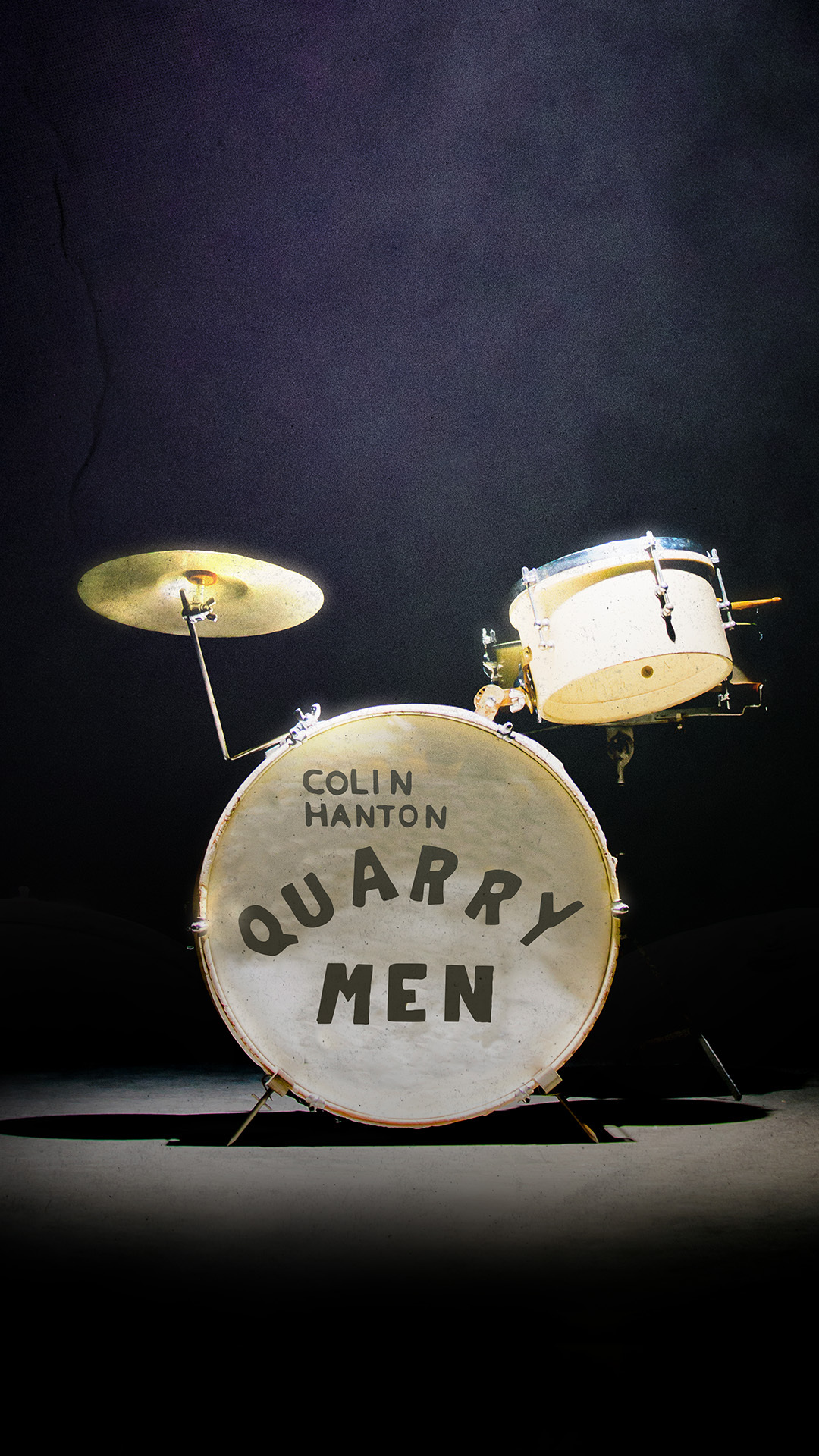 Drum set. Large drum reads 